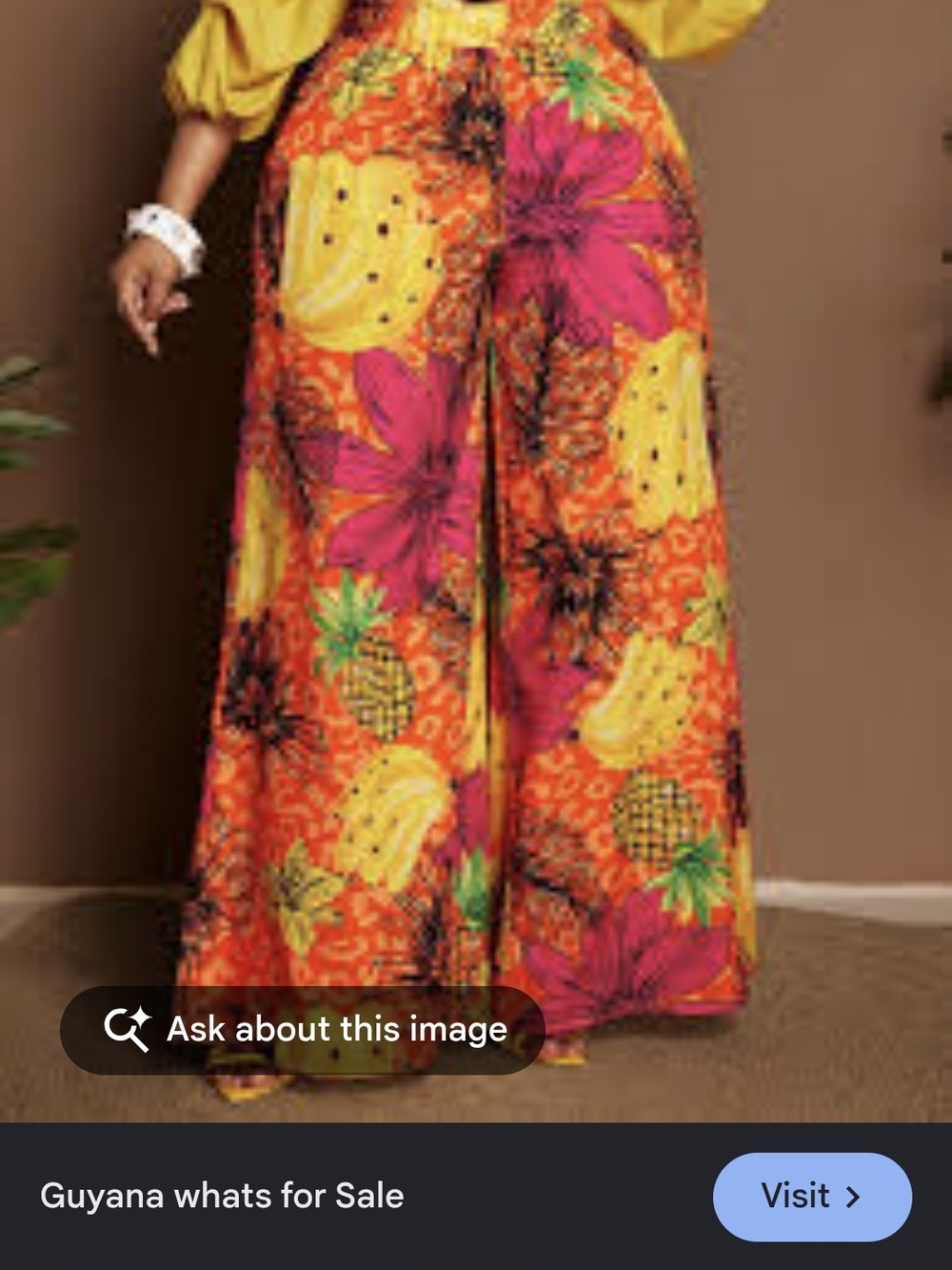 NWT SHEIN 2pc Tropical Resort Set - Yellow Button Top & Wide Leg Pants